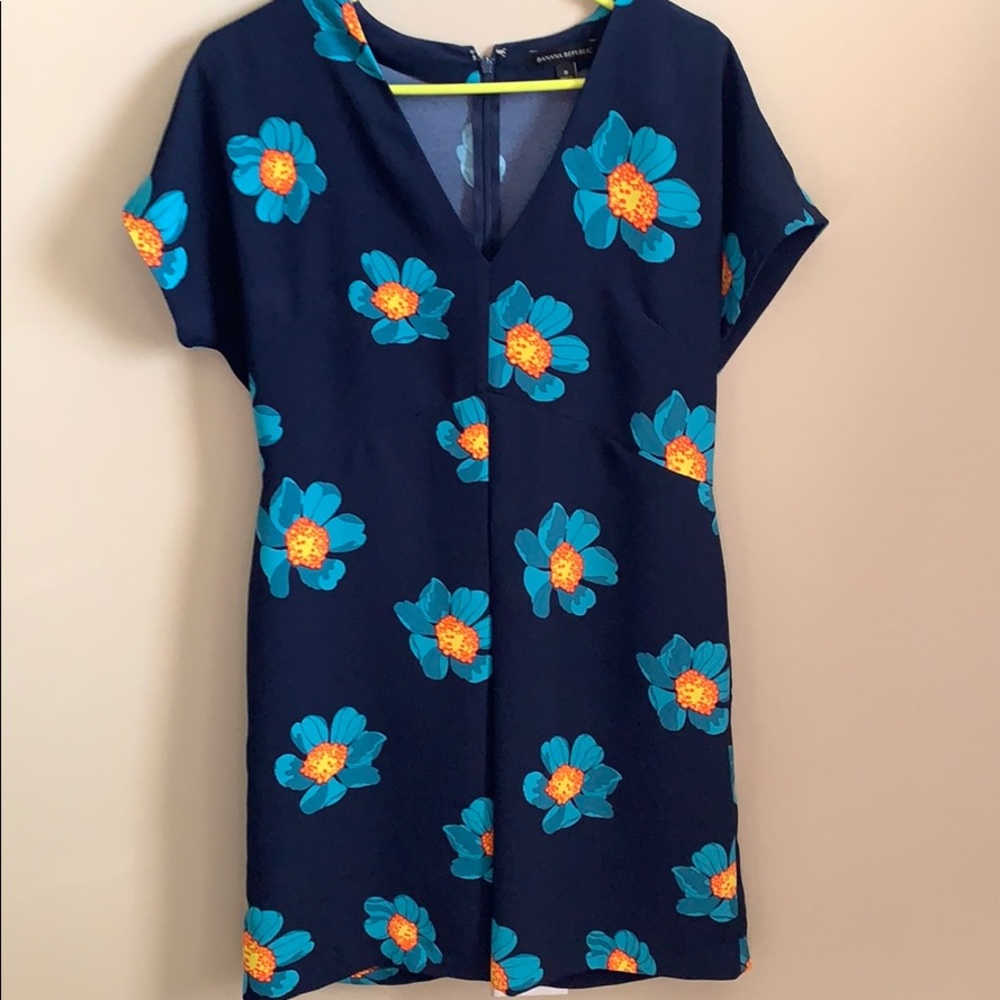 Banana Republic Blue Floral Print Dress